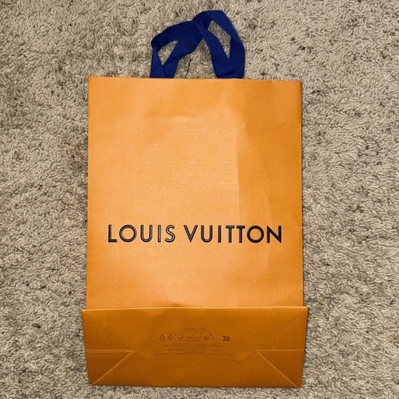 Louis Vuitton Shopping Paper Gift Bag Authentic Small Medium Tote Gold Blue - Picture 1 of 6